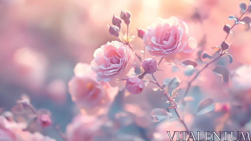 Pink garden roses with soft focus depth.