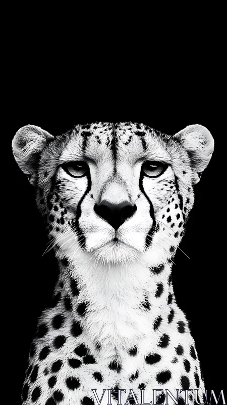 Monochrome cheetah portrait exudes silent, focused power