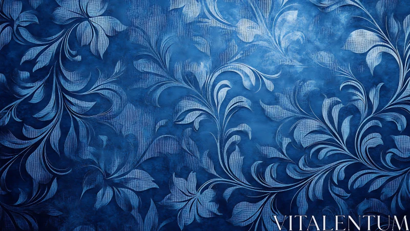 Icy blue flourishes curl across a misted velvet night wall