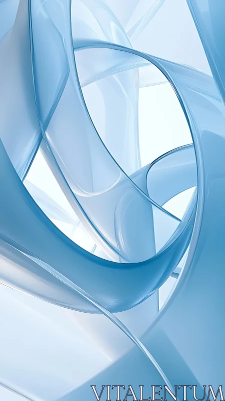 Soothing blue glass ribbons curving in airy light space.