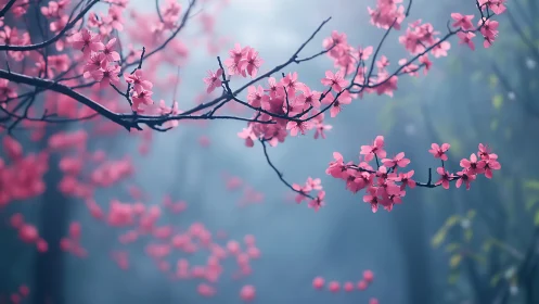 Cherry Blossoms Bloom in Soft Spring Light