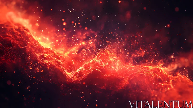 Crimson Luminescence Cascades Through Cosmic Void.