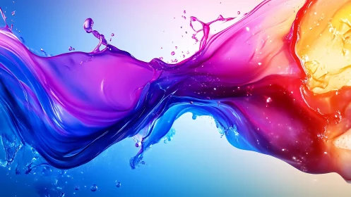 Brilliant color waves swirl together in a joyful liquid dance
