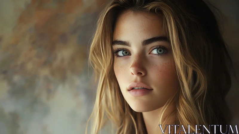 Photorealistic close-up portrait with shallow depth rendering.