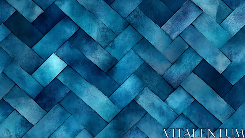 Blue Herringbone Pattern With Watercolor Texture, Modern Design.