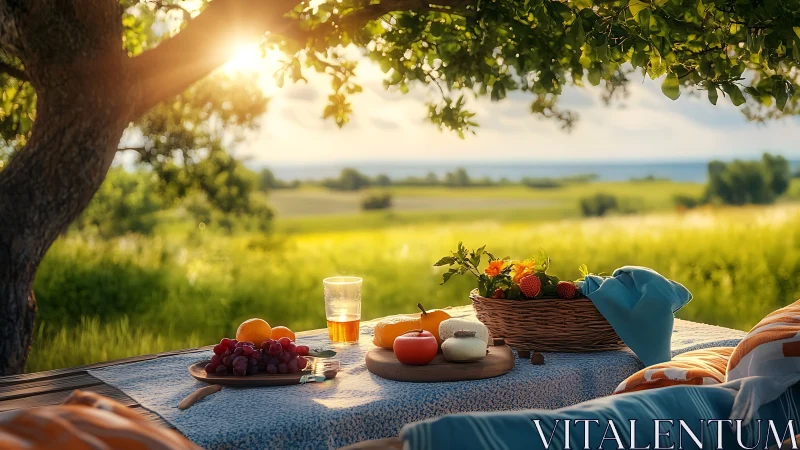 Sunlit country picnic table invites a slow summer afternoon