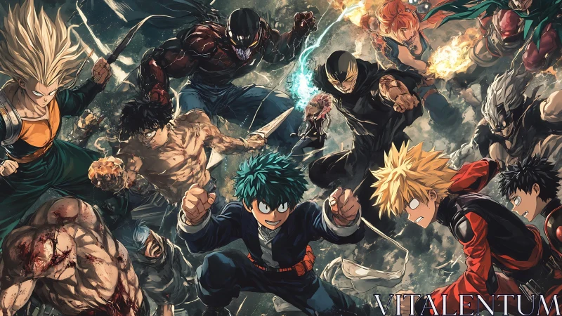 Explosive anime crossover of battling superpowered heroes.