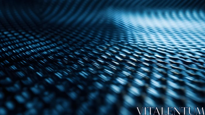 Abstract close-up of futuristic blue woven carbon fiber texture.