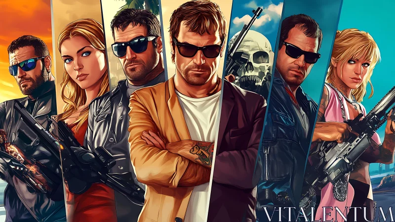 Bold team of action heroes framed in vivid comic panels.