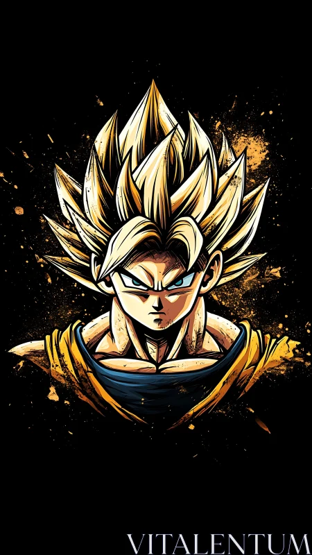 Golden shockwave warrior framed in cosmic inkstorm.