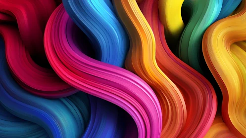 Vibrant color ribbons flow in a dynamic abstract motion field