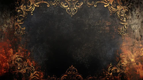 Dark Background Ornate Gold Baroque Decorative Border Frame
