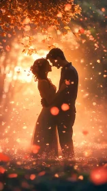 Silhouetted Embrace Beneath Autumn Glow.