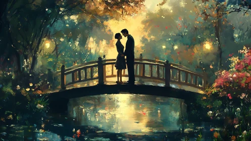 Moonlit Romance Blooms Beneath Arching Bridge.