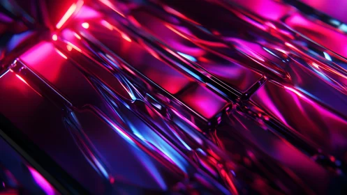 Futuristic Abstract Glass Panels with Neon Pink and Blue Glow.