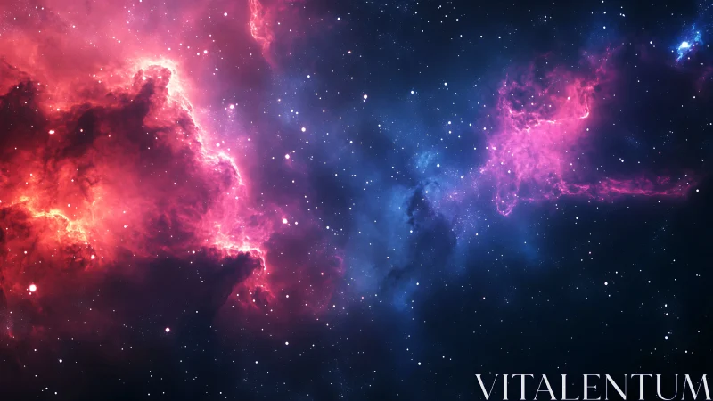 Colorful deep space nebula with bright stars and gas clouds.