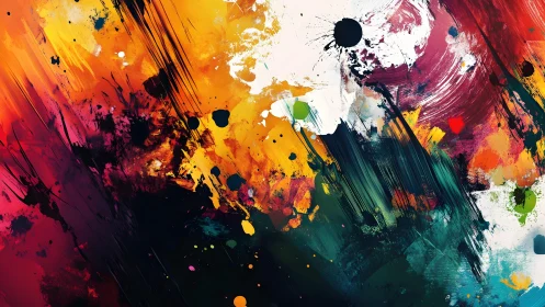 Vivid Abstract Expressionism With Bold Brush Strokes and Splashes.
