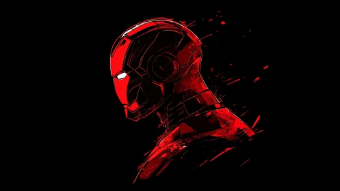 Bold red sci fi helmet glows with sleek futuristic power