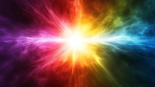 Radiant multicolor energy burst with symmetric light dispersion