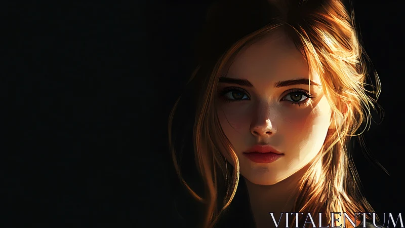 Golden light frames a contemplative young woman in shadow