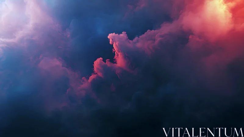 Dense pink and blue storm clouds in low light conditions.