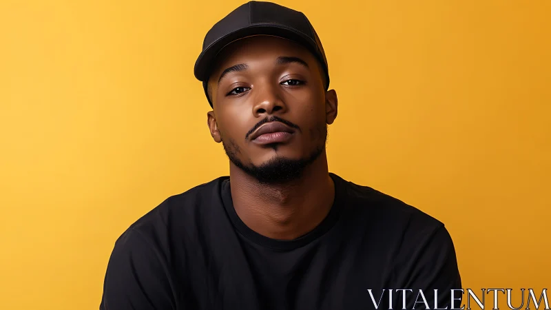 Quiet confidence in a minimalist yellow portrait.