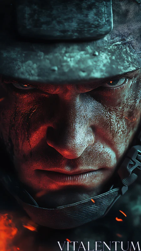 Thermal-lit tactical soldier portrait with cinematic intensity.