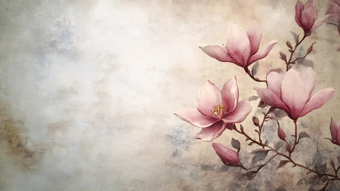 Magnolia Blossoms Rendered in Soft Wash Technique