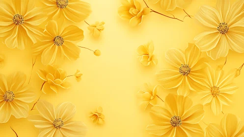 Golden Yellow Flowers on Soft Pale Yellow Gradient Background