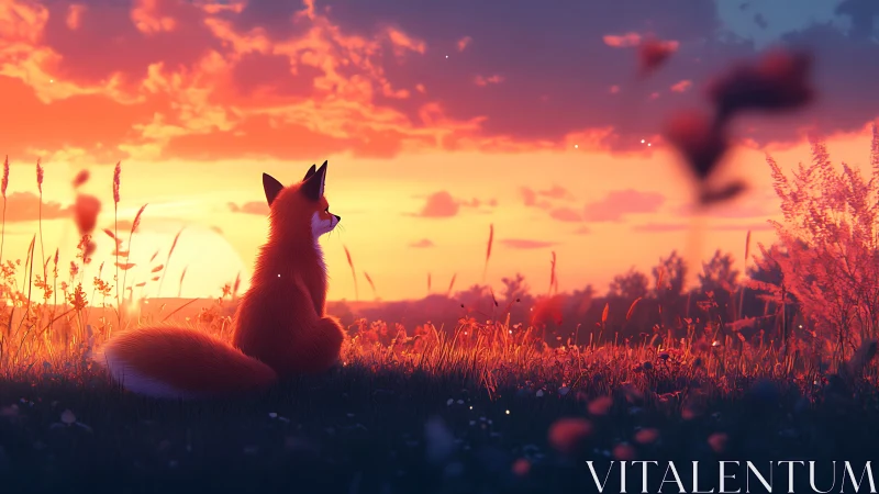 Fox dreamer soaking in a sugar-bloom sunset horizon glow.