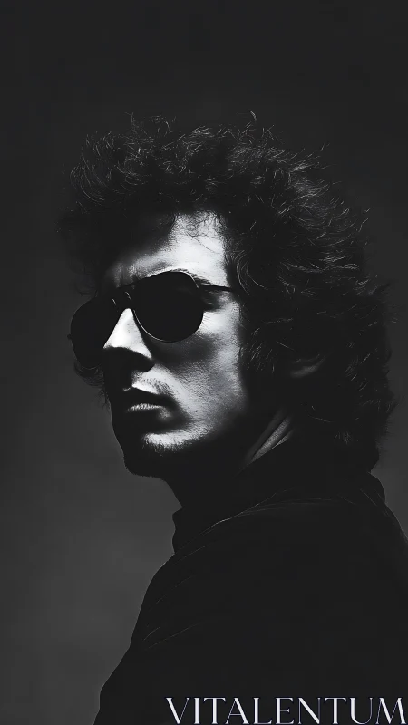 Monochrome low-key male portrait with dramatic rim lighting.