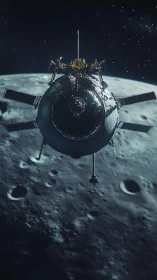 Orbital lunar probe render with radial symmetry focus.