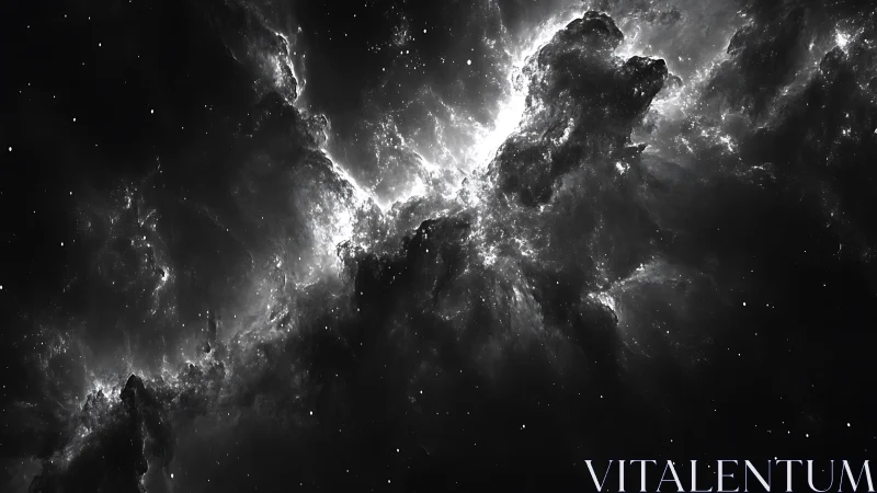 Starborn storm carved in monochrome cosmic thunderclouds.