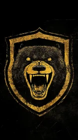 Golden roaring bear crest on bold midnight black shield.