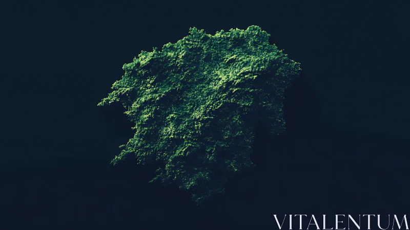 Volumetric fractalized canopy structure with green luminescent point cloud geometry.