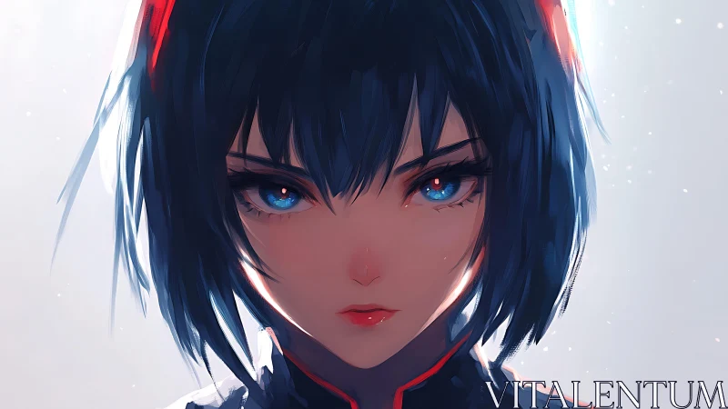 Blue-eyed warrior portrait under cool radiant backlight.