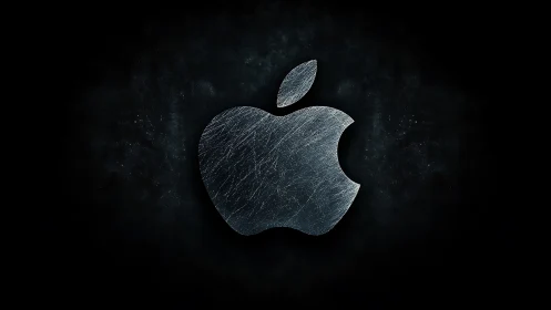 Textured Apple Logo Against Deep Digital Backdrop.