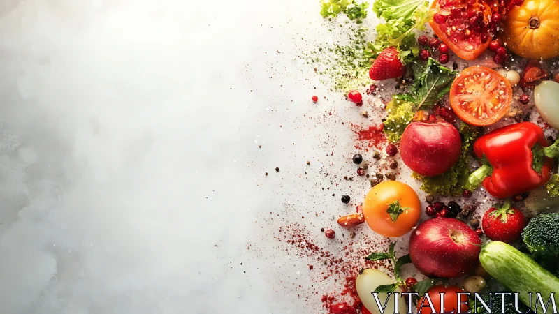 Overhead composition isolates fresh vegetables on white background