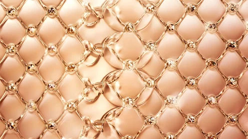 Luxurious quilted gold pattern with diamond accents, modern style.