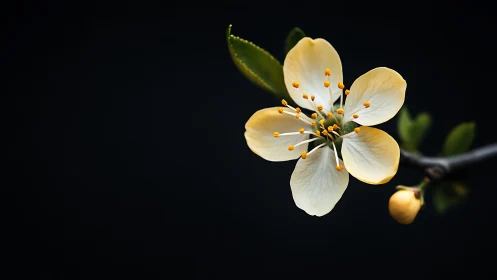 Soft spring blossom glowing gently against deep night.