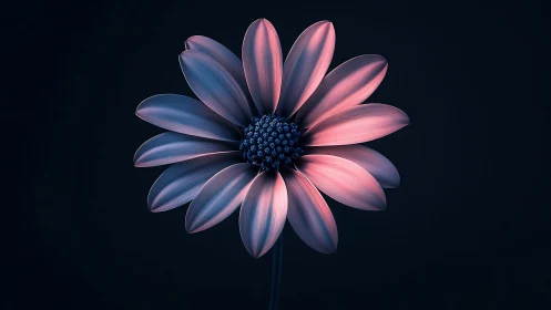 Composite flower rendered with pink and blue gradient petals against dark background