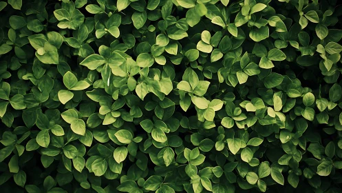 Dense overhead view records uniformly lit green foliage