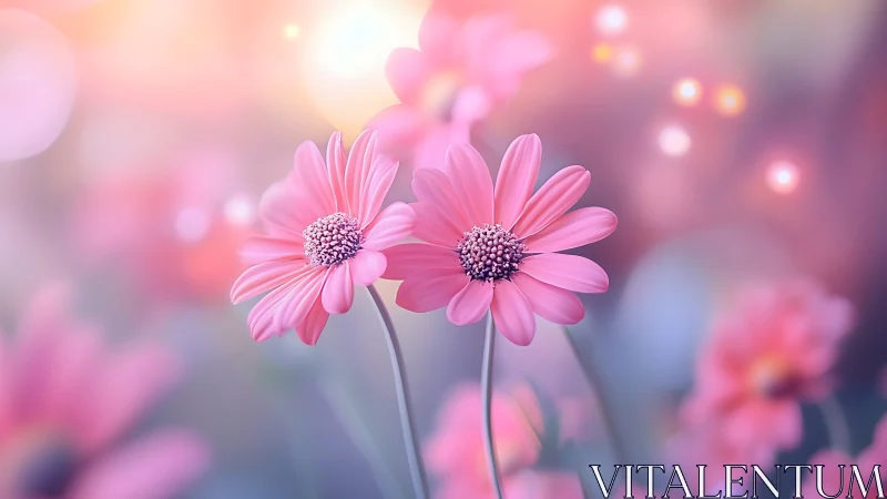 Pink Gerbera Daisies in Soft Focus Bloom.