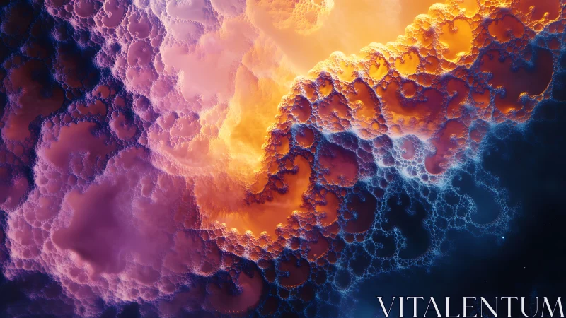 Fractal nebula interface forms luminous recursive cloud structures