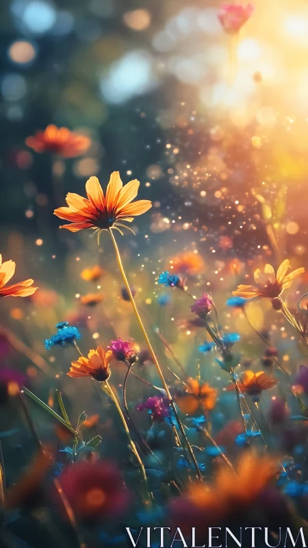 Backlit Flowers with Particle Light Effects.