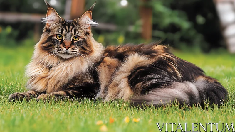 Lynx-Gazed Majesty Lounges Upon Verdant Canvas.