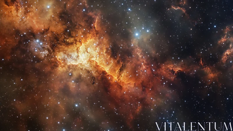 Golden nebula river drifting through a starry night sky.