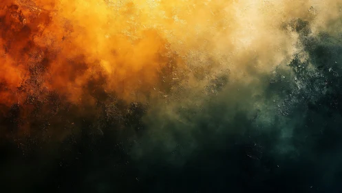 Fiery Orange and Deep Blue Abstract Textured Art Painting.