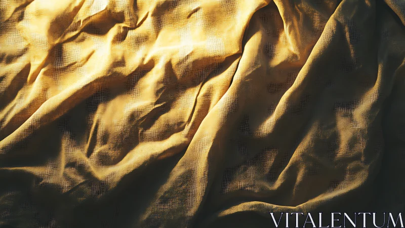 Golden fabric folds catch angled sunlight, deep texture.