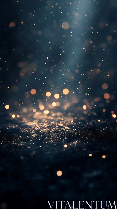 Volumetric bokeh particles in low-light cinematic depth field.